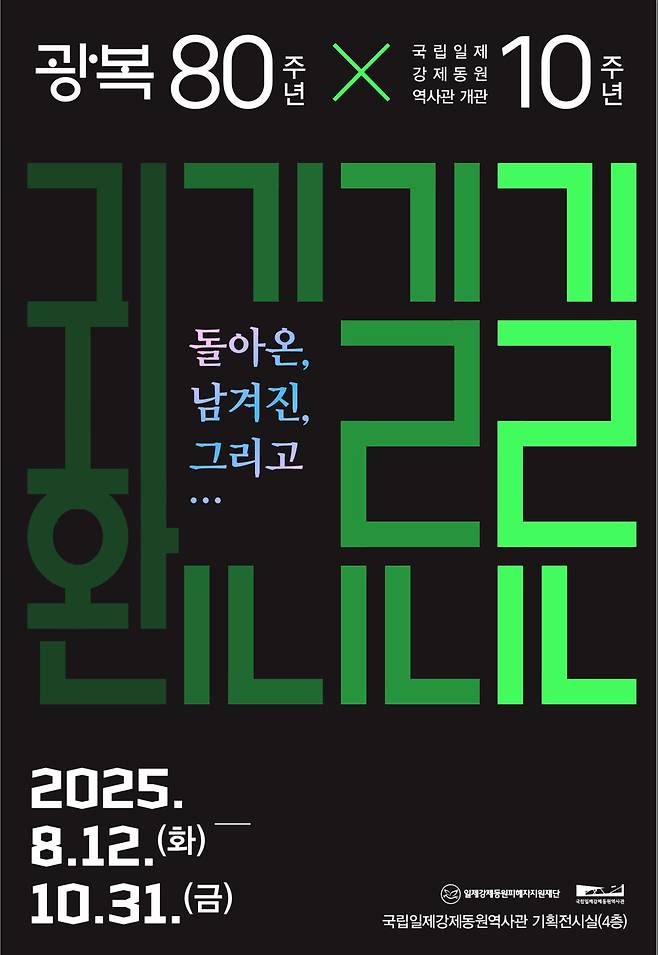 강제동원피해자들의 이야기 다룬 특별전 ‘귀환’ 알림글. 일제강제동원피해자지원재단 제공