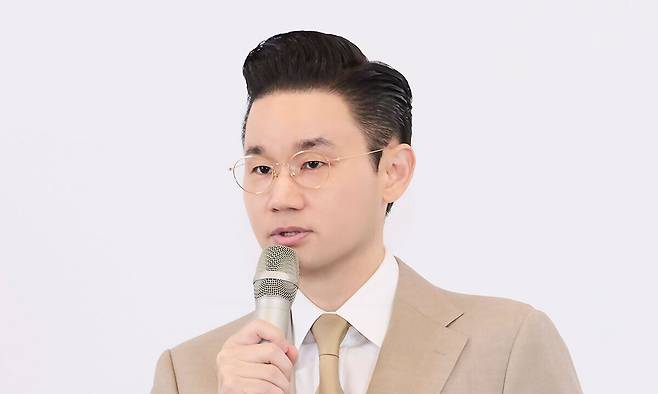 배동현 BDH재단 이사장이 6월16일 서울 중구 알로프트 호텔에서 IPC 위원장 선거 출마를 공식 발표하고 있다. 대한장애인체육회 제공