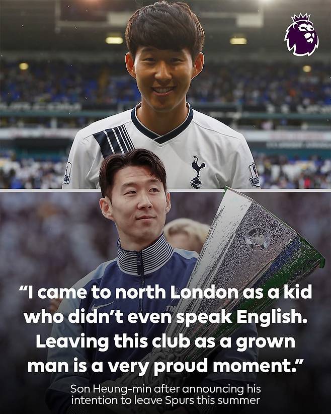 EPL 사무국은 토트넘과 10년 동행을 마친 ‘리빙 레전드’ 손흥민을 집중 조명하며 찬사를 보냈다. 사진출처｜EPL 페이스북