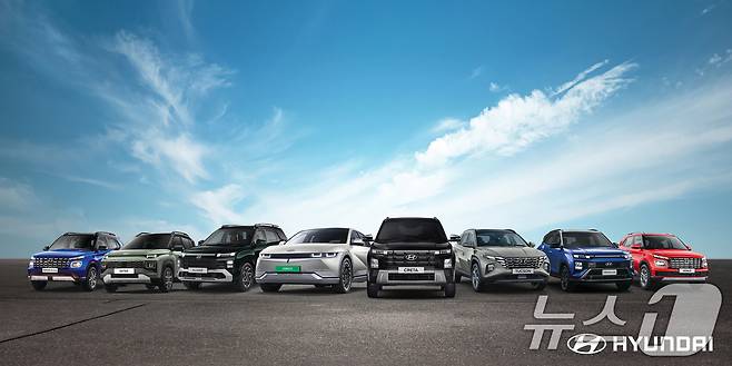 현대자동차가 내년 초 인도에서 현지생산 첫 전기차 ‘크레타 EV’를 내놓고 현지 전략 SUV 라인업을 확장한다고 20일 밝혔다. 사진은 현대자동차 인도 SUV 라인업. (현대자동차 제공) 2024.10.20/뉴스1 ⓒ News1 박지혜 기자
