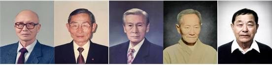 왼쪽부터 독립 유공자 김덕윤(1990년 건국훈장 애국장)·김기주(90년 애족장)·한응규(90년 애족장)·임창모(2019년 애족장)·김재은(2002년 애족장) 지사. 사진 보훈부 제공