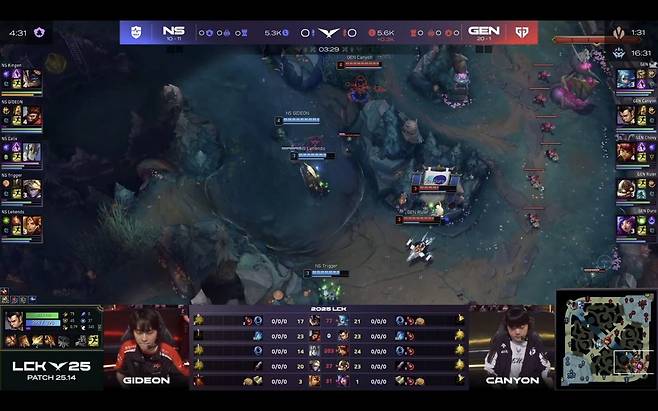2025 LCK 정규 시즌 3라운드 경기 중계화면. SOOP 제공