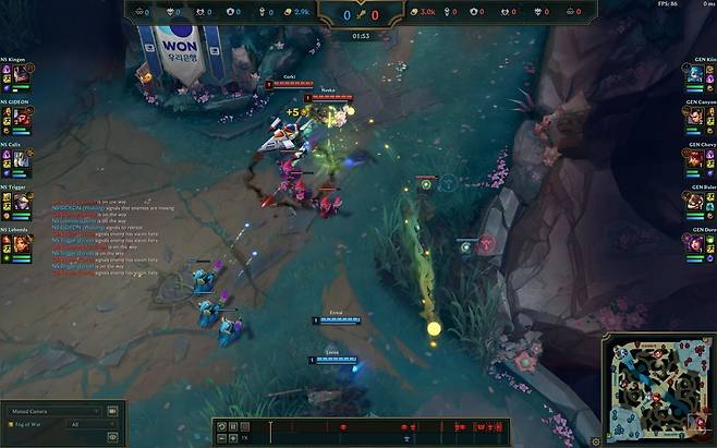 2025 LCK 정규 시즌 3라운드 젠지 대 농심전 리플레이 화면