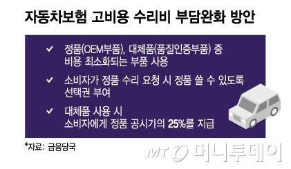 자동차보험 고비용 수리비 부담완화 방안/그래픽=이지혜