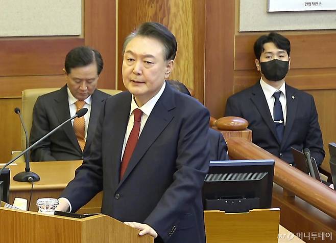 윤석열 전 대통령의 탄핵심판 당시 모습 /사진=헌법재판소 제공