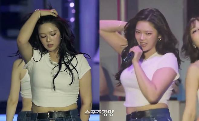 지난 2일(현지시간) 룰라팔루자 시카고에서 무대를 펼치고 있는 트와이스 멤버 정연. 엑스 캡처