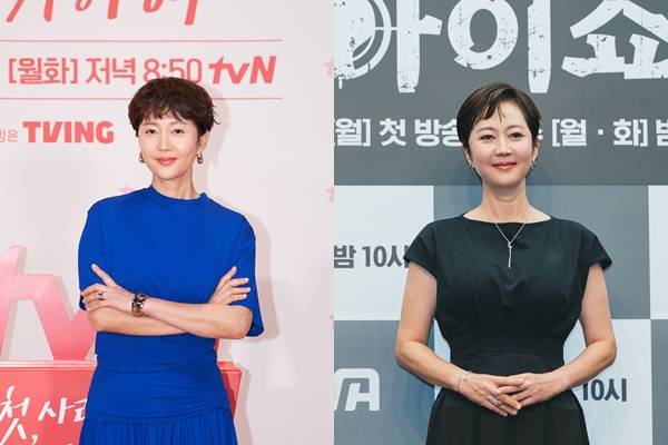 tvN 월화드라마 '첫, 사랑을 위하여'의 염정아(사진 왼쪽), ENA 월화드라마 '아이쇼핑'의 염정아./사진=tvN, ENA