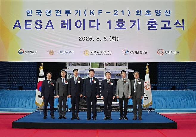 5일 한화시스템 용인종합연구소에서 한국형 전투기(KF-21)용 AESA 레이다 양산 1호기 출고식이 개최됐다. /한화시스템 제공