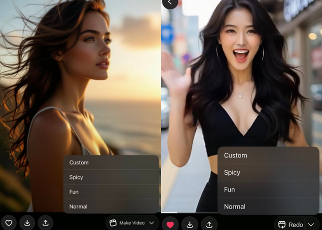 미국 인공지능(AI) 스타트업 xAI의 챗봇 '그록'이 제공하는 '그록 이매진'에서 선택할 수 있는 옵션. 사진=엑스 캡처