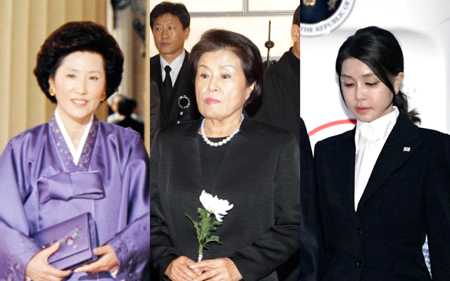 '권력의 배우자' 역대 영부인들은 다양한 이유로 검찰과 특별검사팀의 수사대에 올랐다. 사진 왼쪽부터 노태우 전 대통령 부인 김옥숙 여사, 전두환 전 대통령 부인 이순자 여사, 윤석열 전 대통령 부인 김건희 여사. 한국일보 자료사진