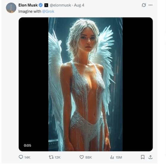 일론 머스크의 X에 올라온 그록으로 자동 생성한 이미지. [X 캡처]