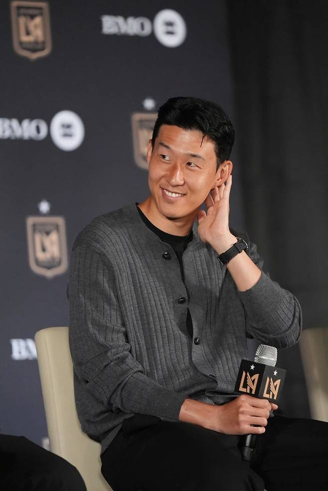 LAFC 입단 소감을 밝히는 손흥민. ⓒ AP=뉴시스