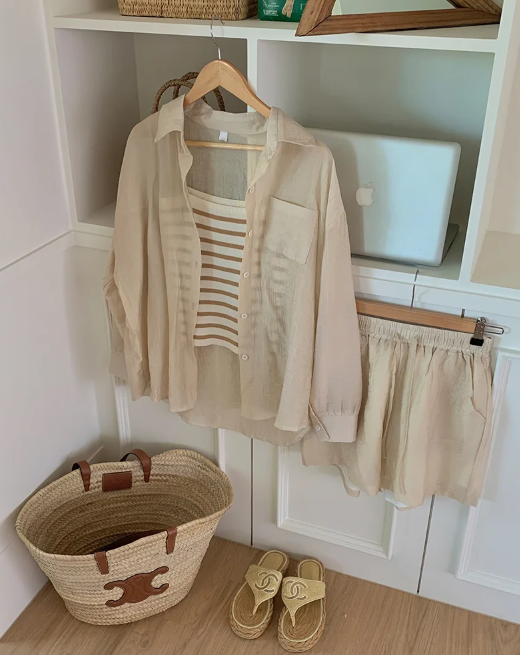 민지콩 셔츠반바지나시 세트