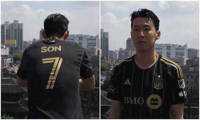 미국 메이저리그사커(MLS) LAFC(로스앤젤레스FC)로 이적한 손흥민이 서울 동대문을 배경으로 LAFC 유니폼을 입고 팬들에게 인사했다./사진=LAFC 인스타그램