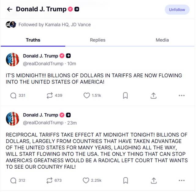 트럼프 대통령 트루스소셜 캡쳐