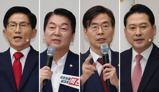 김문수·안철수·조경태·장동혁 후보. 연합뉴스.
