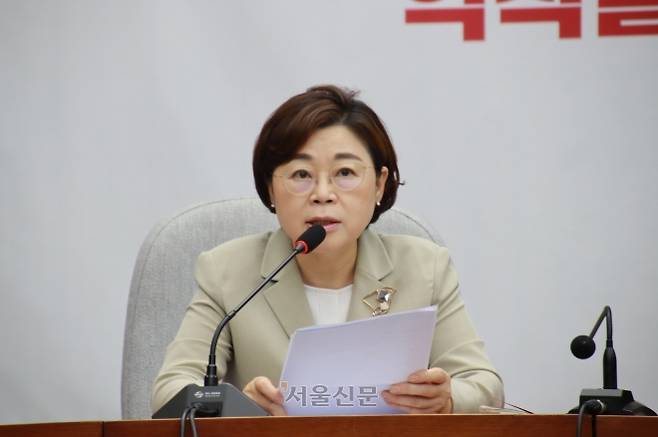 김정재 국민의힘 정책위의장이 지난 1일 국회에서 열린 원내대책회의에서 발언하고 있다.