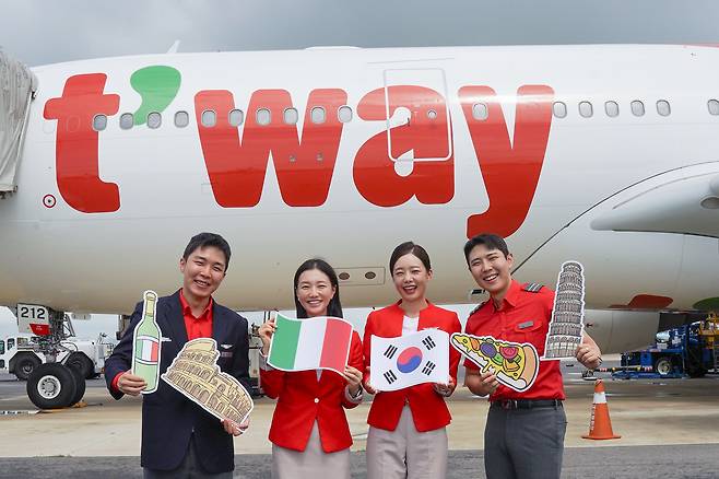 티웨이항공의 인천~로마 노선이 취항 1주년을 맞았다./사진=티웨이항공