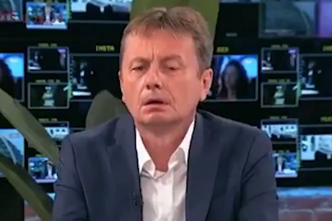 다르코 글리시치 세르비아 공공투자부 장관이 지난 5일 생방송에 출연해 인터뷰하던 중 뇌졸중 증상을 보였다. 사진=핑크TV/엑스 캡처