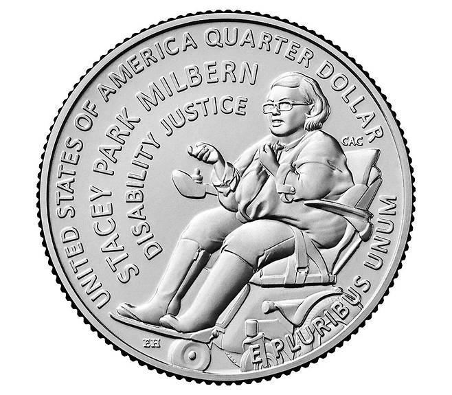 미국 조폐국이 11일부터 유통할 스테이시 박 밀번 헌정 25센트 동전. 미 연방 조폐국(US Mint)