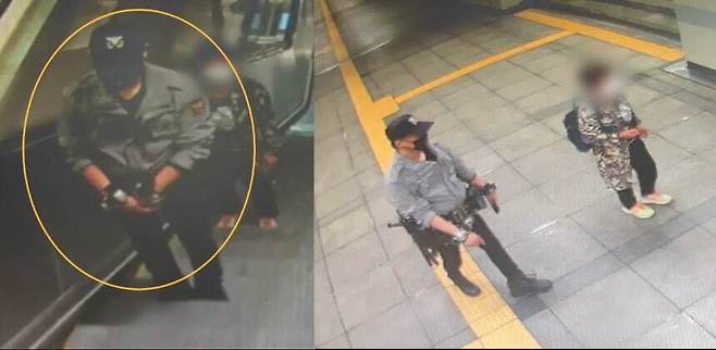 지하철역에서 경찰 제복과 유사 장비를 착용한 채 돌아다닌 50대 남성이 시민 신고로 붙잡혔다. 경기북부경찰청