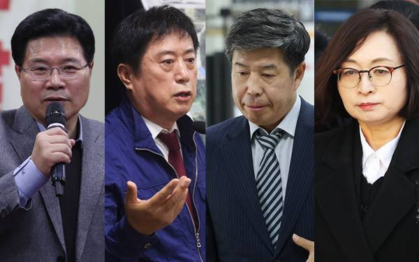 (사진 왼쪽부터) 홍문종 전 의원, 정찬민 전 의원, 백원우 전 대통령실 민정비서관, 은수미 전 성남시장. /연합뉴스