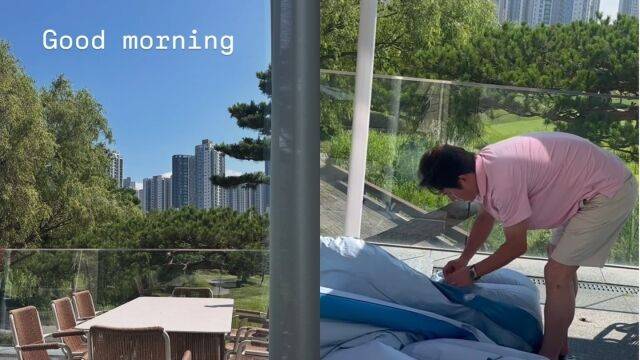 방송인 이하정이 직접 딸 전용 수영장을 관리하는 아빠 정준호의 모습을 공개했다. / 이하정 인스타그램 캡처