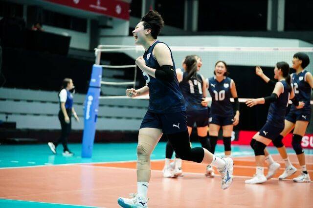 환호하는 김다은./FIVB