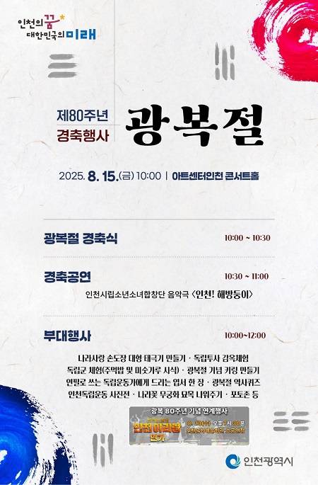 ▲인천시 제80주년 광복절 경축행사 안내문 ⓒ인천광역시