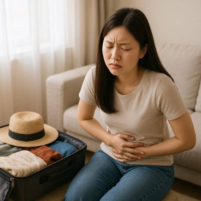 여행 기간이 생리 주기와 겹친다면 생리 전부터 소화가 잘 되고 따뜻한 음식을 먹는 것이 생리통 예방에 좋다.[사진=OpenAI DALL-E(ChatGPT 생성)]
