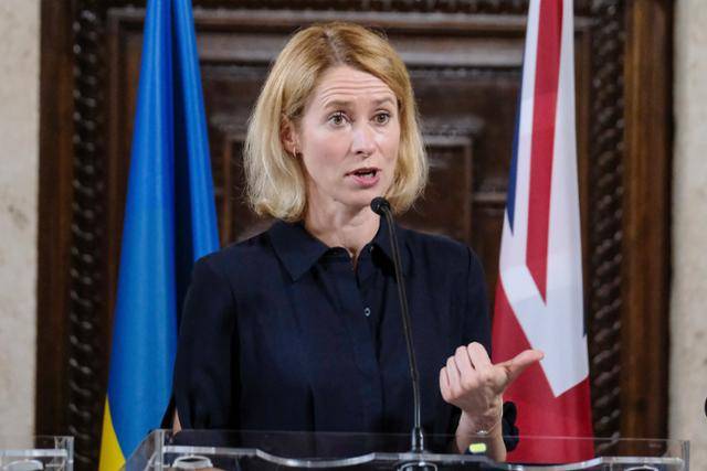 카야 칼라스 유럽연합(EU) 외교안보 고위 대표가 6월 12일 이탈리아 로마에서 열린 '바이마르 플러스' 각료회의에 참석하고 있다. 로마=AP 뉴시스