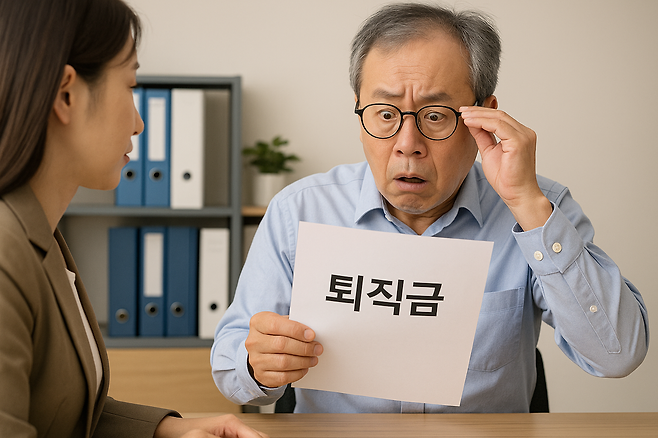 올 연말 퇴직을 앞둔 나절약 씨는 꼬박 30년을 한 직장에서 보낸 장기 근속자다. 그런데 세후 퇴직금이 예상보다 적다는 사실에 놀란 절약 씨. 10년 전 퇴직금 중간정산의 여파였을까. 그런데 이 서류 하나만 제출하면 내야 할 세금을 줄일 수 있다는데···.  [챗GPT를 이용해 제작함]
