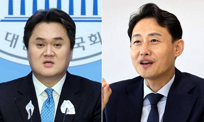 더불어민주당 김지호 대변인(왼쪽)과 조국혁신당 윤재관 수석대변인. 연합뉴스·세계일보 자료사진