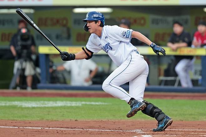 13일 오후 6시30분 대구 삼성라이온즈파크에서 열린 '2025 신한 SOL 뱅크 KBO리그' 삼성 라이온즈와 KIA 타이거즈 경기에서 구자욱이 타석에 들어섰다. <삼성 라이온즈 제공>