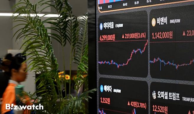 13일 이더리움의 움직임이 비트코인을 능가하는 강세 흐름을 보이며 600만원대를 돌파하고 있다./사진=이명근 기자 qwe123@