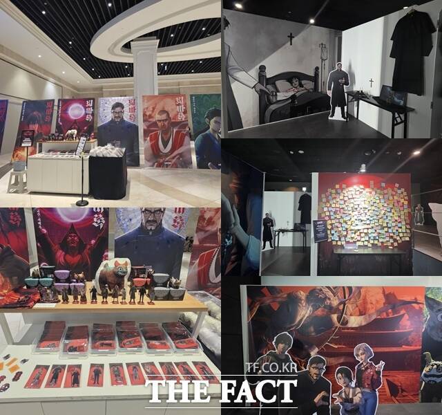 '퇴마록'은 미니 전시를 비롯해 굿즈 팝업과 컬래버 카페, 필름한잔 등 작품 속 세계로 이끄는 여러 콘텐츠를 롯데시네마 월드타워에서 선보이고 있다. /박지윤 기자