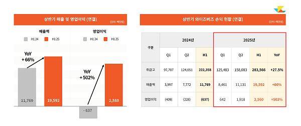 와이즈버즈 2025 상반기 매출과 영업이익