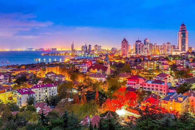 사진= 칭다오의 소어산 공원의 전망