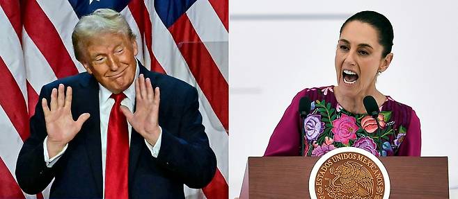 도널드 트럼프 미국 대통령(왼쪽)과 클라우디아 셰인바움 멕시코 대통령. AFP연합뉴스