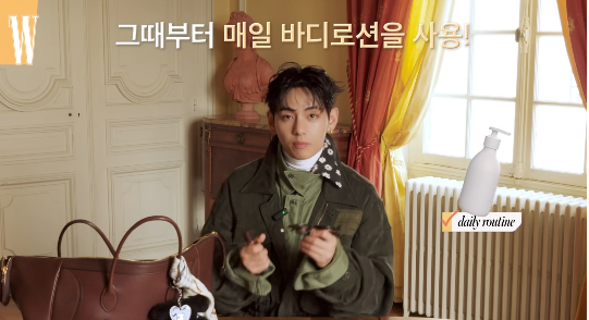 방탄소년단(BTS) 뷔가 향수를 잘 쓰지 않는 이유를 공개했다.사진=유튜브 채널 ‘W KOREA’