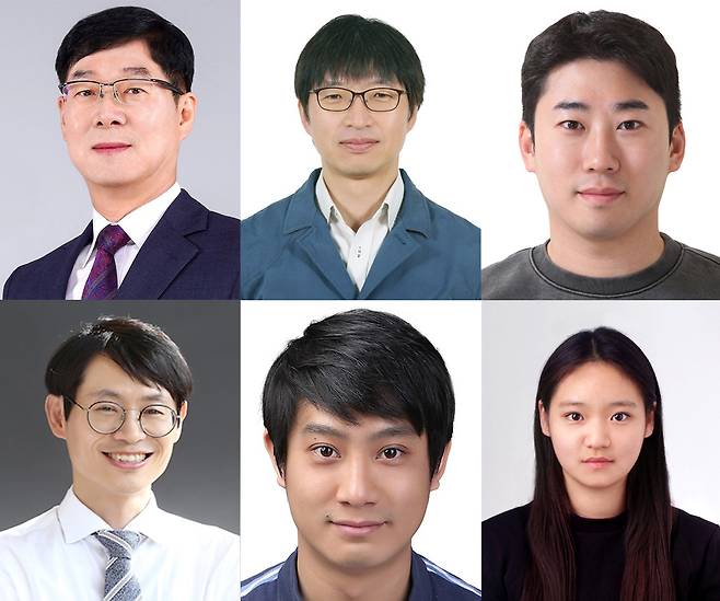 이번 연구를 수행한 GIST-고려대 연구진. 이병하(윗줄 왼쪽부터 시계 방향으로) GIST 교수, 최원식 고려대 교수, 윤태일 고려대 박사, 임정묘 GIST 연구원, 고학석 KAIST 박사, 정의헌 GIST 교수.[GIST 제공]
