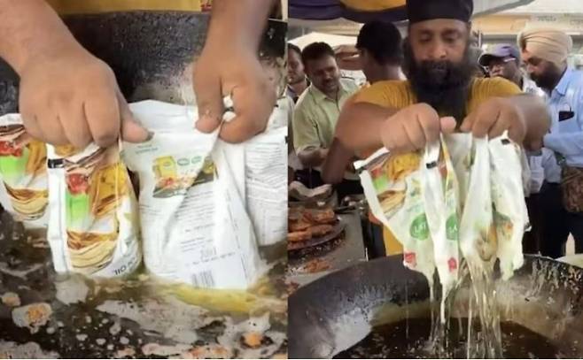 인도 노점상의 충격적인 조리법이 담긴 영상이 소셜미디어(SNS)에서 확산되며 건강 우려를 낳고 있다. 엑스(X) 캡처