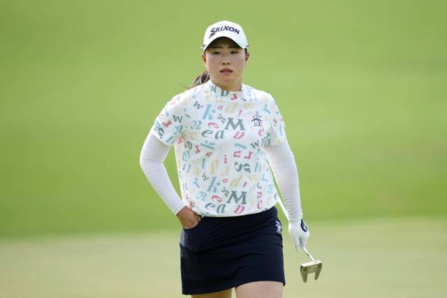 고진영과 동반 라운드하는 다케다 리오. 사진 제공=AP연합뉴스