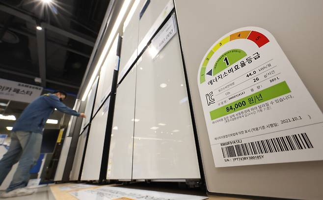 19일 서울의 한 마트 가전매장에 에너지소비효율 1등급 가전이 진열돼 있다. ⓒ뉴스1