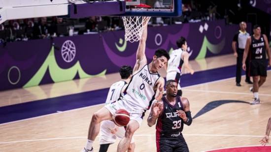안준호 감독이 이끄는 대한민국 남자 농구 대표팀이 약체로 분류되는 괌을 편하게 제압하고 2025 국제농구연맹(FIBA) 아시아컵 8강에 진출해 '만리장성' 중국 앞에 섰다.&nbsp;  한국은 12일(한국시간) 사우디아라비아 제다에서 열린 2025 FIBA 아시아컵 8강 진출전에서 괌에게 99-66 대승을 거뒀다.&nbsp;FIBA