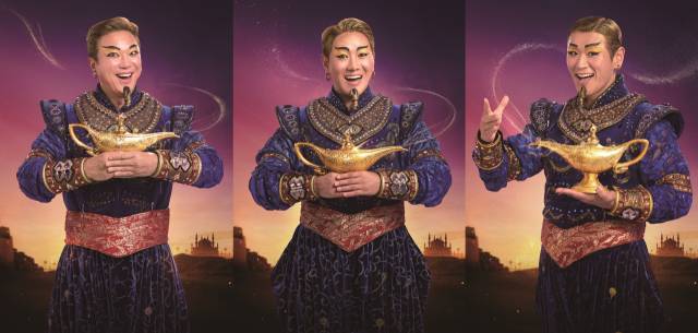 뮤지컬 '알라딘'의 지니 역 3인. 왼쪽부터 정성화, 정원영, 강홍석. 에스앤코 제공