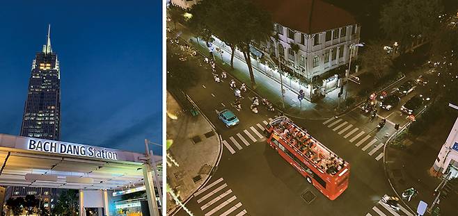 (좌) 사이공 강변에 위치한 박당 부두 (우) 호치민 밤의 거리로 통하는 응우옌 후에 스트리트
