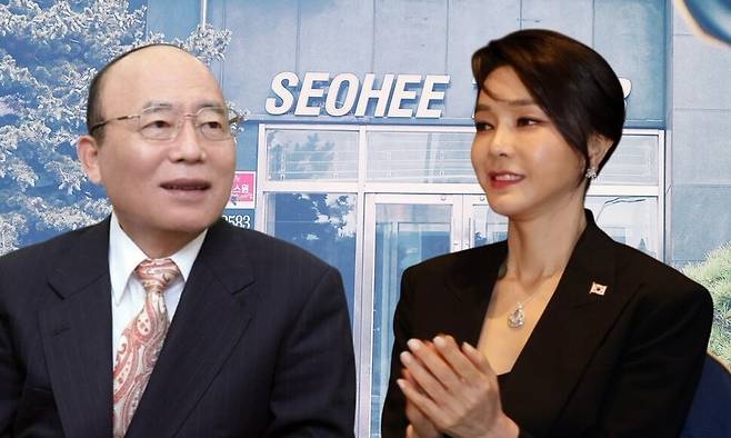 이봉관 서희건설 회장, 김건희. 연합뉴스