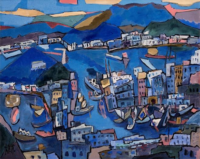 전혁림, 〈통영풍경〉, 1992, 캔버스에 유화 물감, 130×160cm, 통영시청