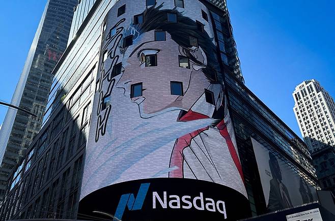 지난해 뉴욕 타임스퀘어에 걸린 웹툰엔터테인먼트 광고의 모습. 로이터연합통신